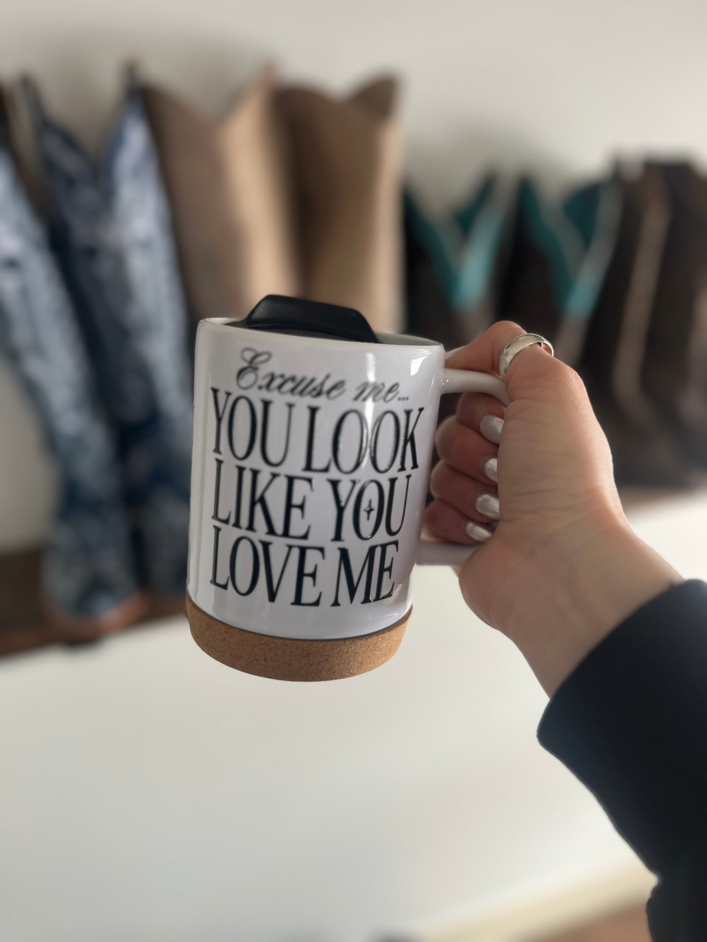 Excuse me ceramic mug