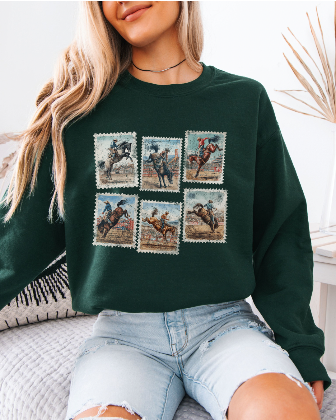 Vintage Postcard Rodeo Crewneck