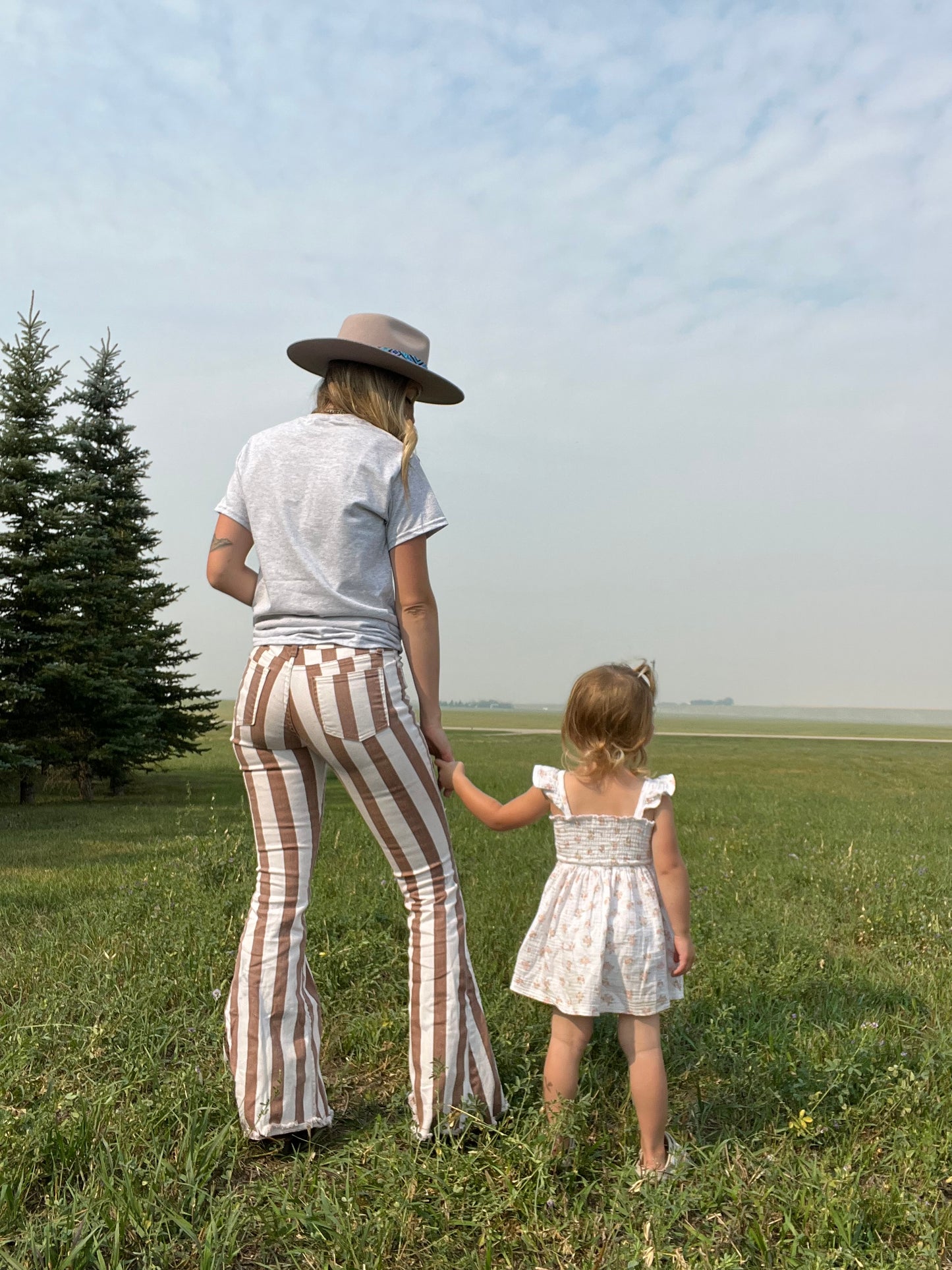 Striped Bell Bottom Jeans