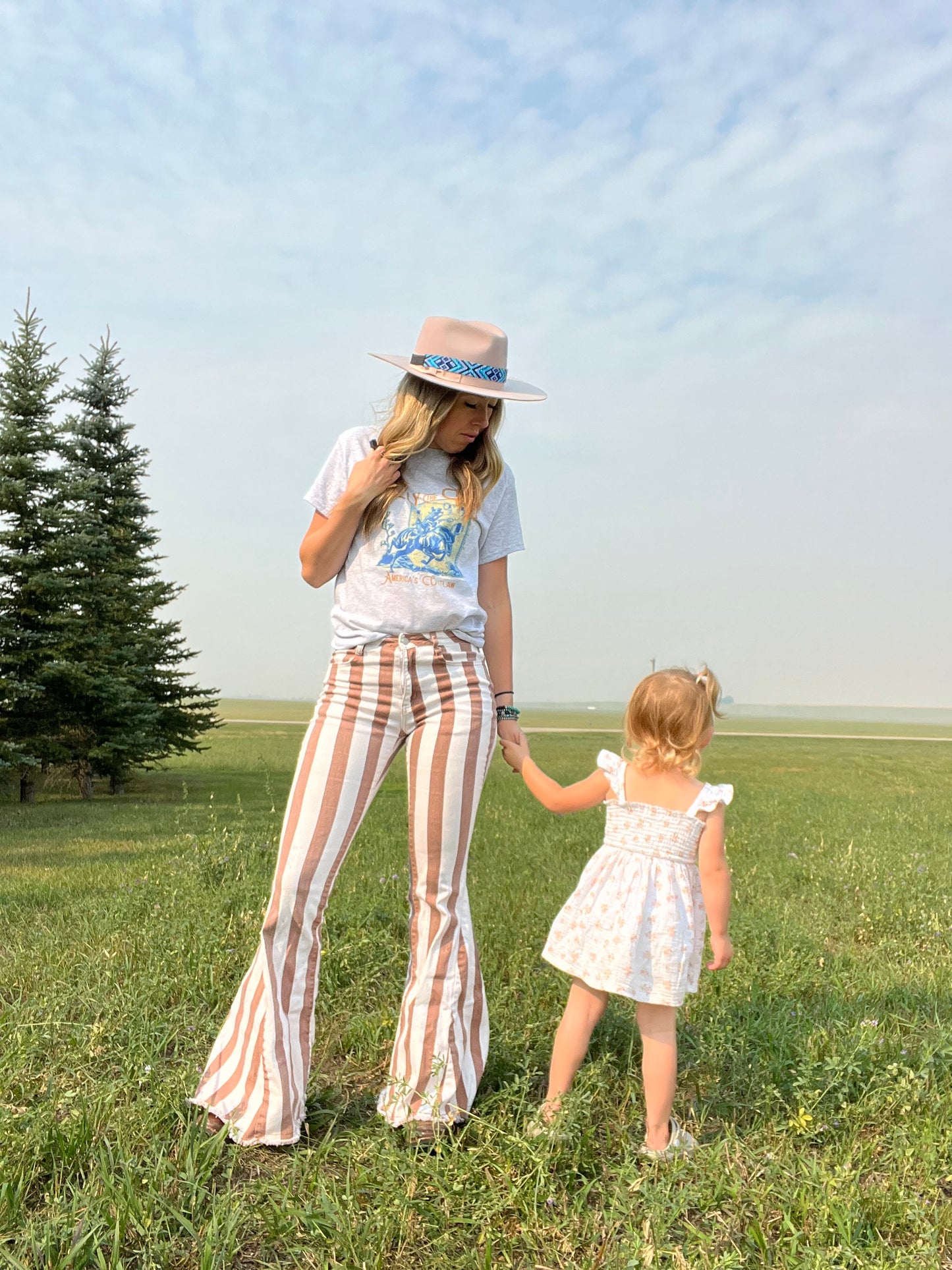 Striped Bell Bottom Jeans
