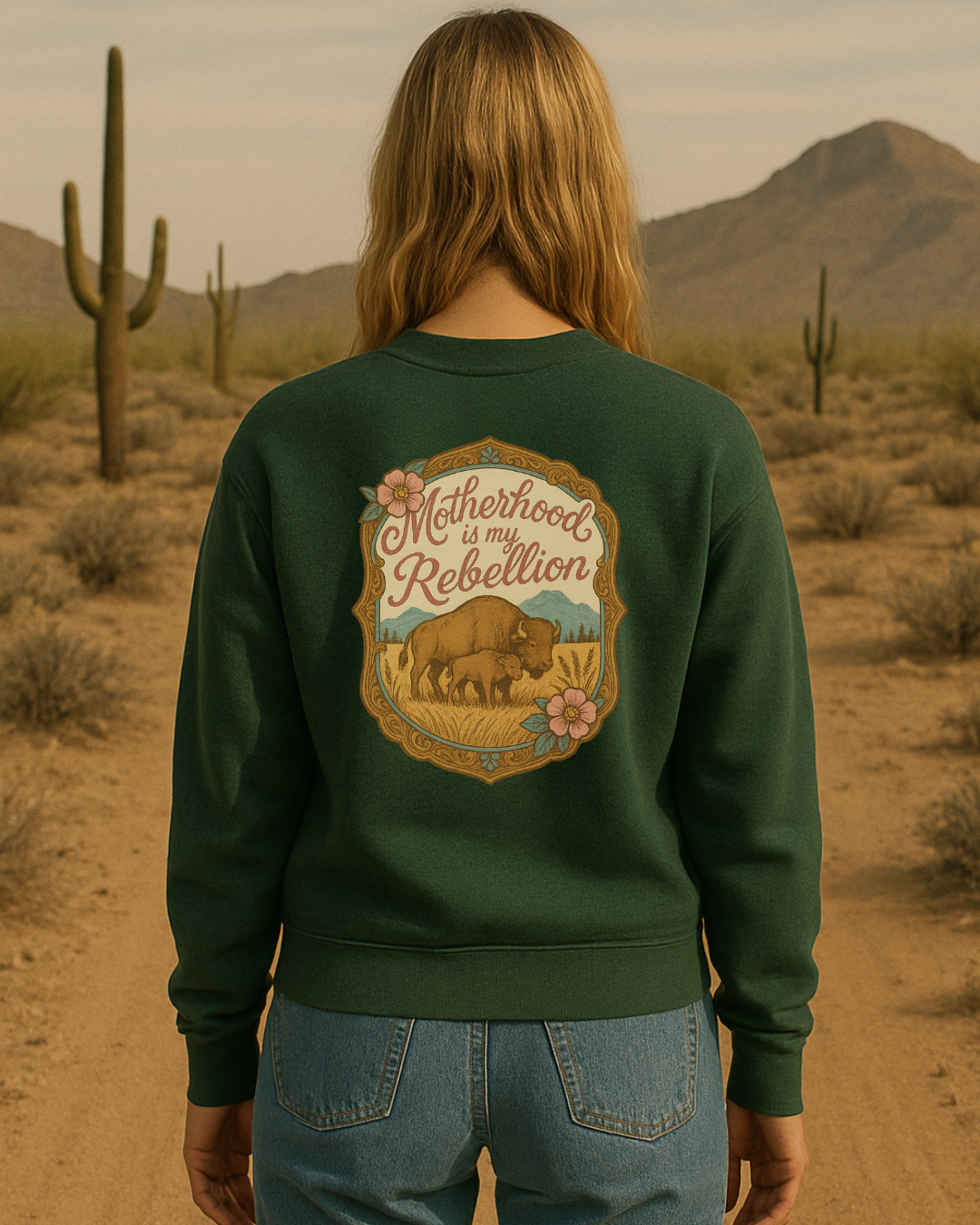 Motherhood is my REBELLION crew neck (back design)