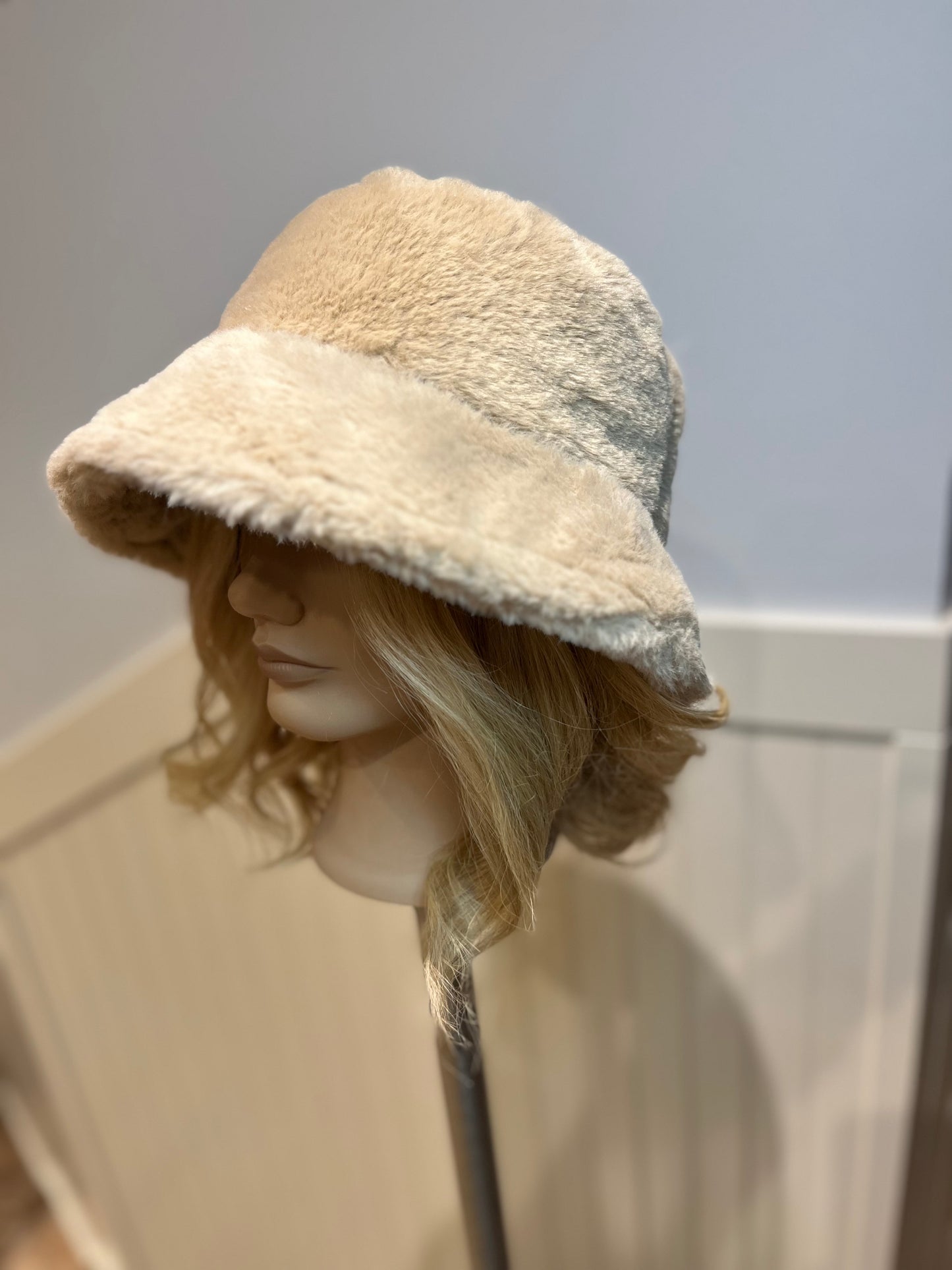 Creme Faux Fur Bucket Hat