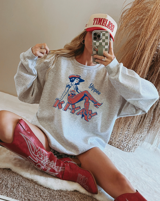Yippee Ki-Yay Retro Cowgirl crew neck