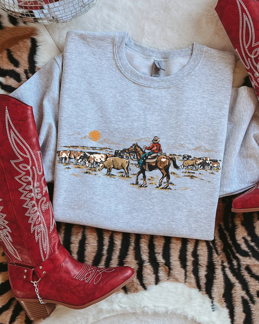 Cattle drive crew neck