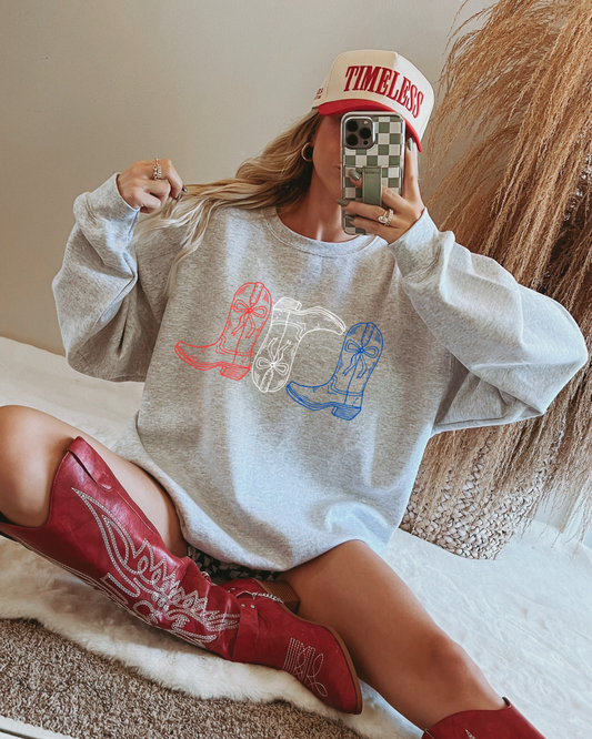 Red White & Boots crew neck