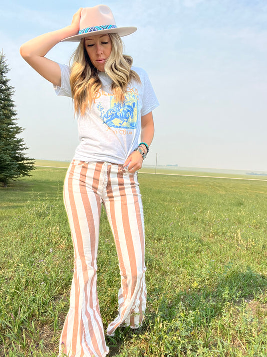 Striped Bell Bottom Jeans
