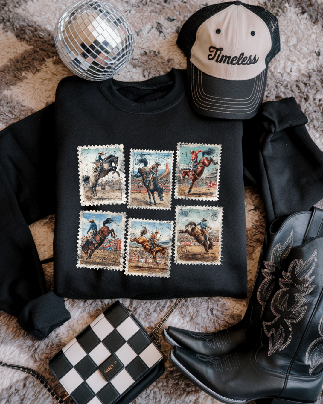 Vintage Postcard Rodeo Crewneck