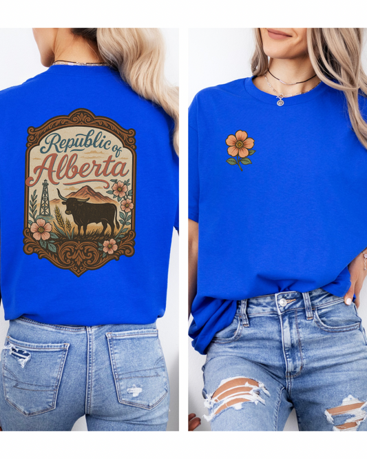 Republic of Alberta tshirt -wild rose edition